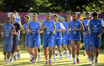 L'équipe de France à l'entraînement lors de l'Euro 2012