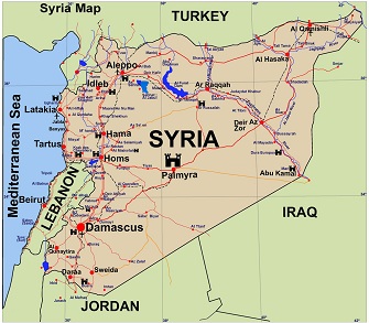 Une carte de la syrie