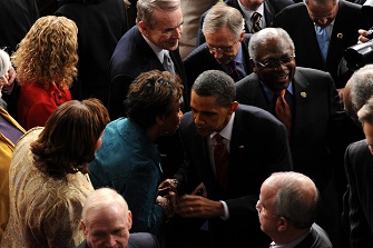 Barbara Lee et Barack Obama en janvier 2010