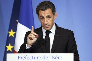 Nicolas Sarkozy, en dplacement  Grenoble pour un discours sur la scurit, le 30 juillet.