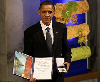 Barack Obama lors de la rception de son prix Nobel