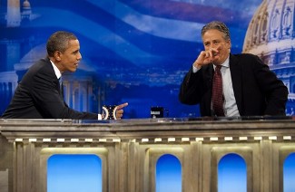 Barack Obama  sur le plateau du  Daily Show, mercredi soir.