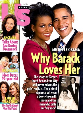La couverture de''Us Weekly'' avec en couverture le couple Obama