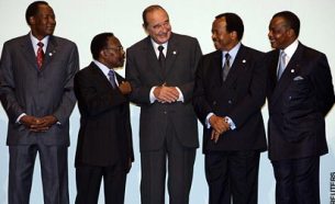 Blaise compaor, Omar Bongo, Jacques Chirac, Paul Biya et Denis Sassou Nguesso