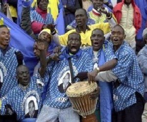 Des supporteurs de la R�publique d�mocratique du Congo contre la Tunisie en janvier 2004