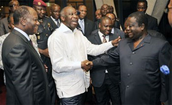 Alassane Ouattara, Laurent Gbagbo et Henri Konan Bdi