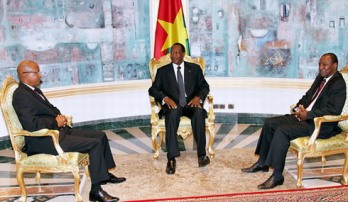 Cellou Dalein Diallo et Alpha Condé le 3 septembre en compagnie de Blaise Compaoré
