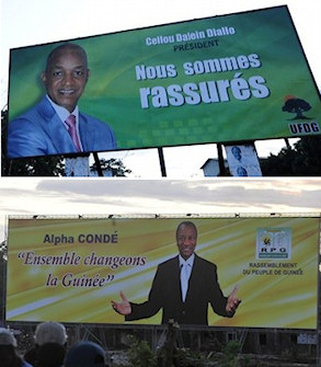 Affiches de campagne de Cellou Dallein Diallo et d'Alpha Cond