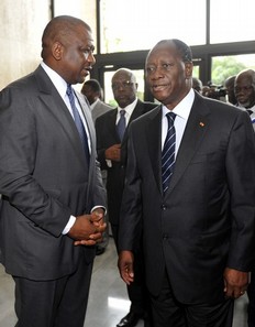 Alassane Ouattara et son ministre de l'intrieur Hamed Bakayoko