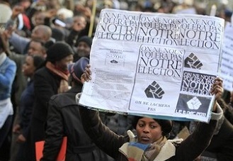 Partisans d'Etienne Tshisekedi manifestant le 10 dcembre  Bruxelles