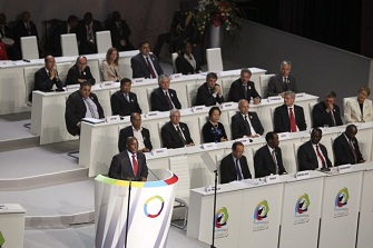 Joseph Kabila accueille ses hôtes lors d'un discours le 13 octobre 2012 à Kinshasa