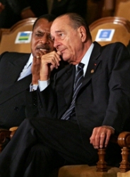 Jacques Chirac en compagnie de Denis Sassou Nguesso