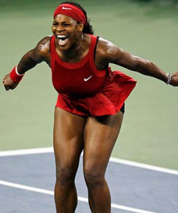 Serena Williams célébrant sa victoire