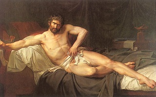 ''La mort de Caton l'utique'', peinture de Guillaume Guillon lethire