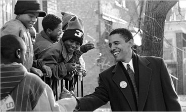 Barack Obama en campagne en 1996