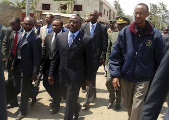 Joseph Kabila et Paul Kagame  Goma dans l'est de la RDC le 6 aot 2009