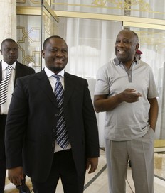 Guillaume Soro et Laurent Gbagbo  Yamoussoukro le 18 fvrier 2010