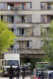 Vue de l'immeuble évacué