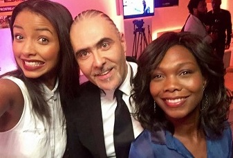 Flora Coquerel (miss france 2014), l'historien françois Durpaire et Karen Guiock de M6 lors de la soirée de lancement afrostream mytf1vod