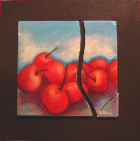 Cerise sur fond marron