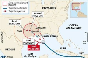 Localisation de l'ouragan Gustav  AFP