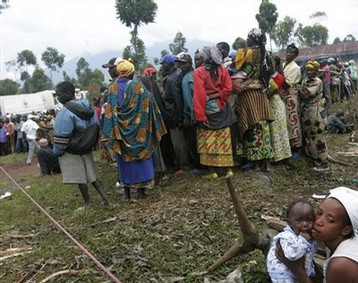 Des rfugis  Kibati, au Nord est de Goma