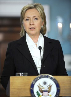 Hillary Clinton lors d'une confrence de presse au dpartement d'Etat le 6 octobre
