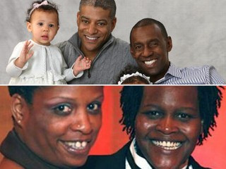 En haut : Reggie Stanley et Rocky Galloway avec leur fille. En bas Angelisa Young et Sinjolya Townsend