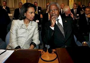 Condoleezza Rice et Kofi Annan  Rome
