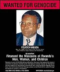 Affiche promettant une recompense pour toute information permettant l'arrestation de responsables du génocide