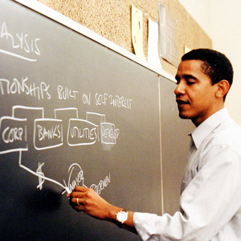 Donnant un cours de droit  la Chicago Law School en 1992