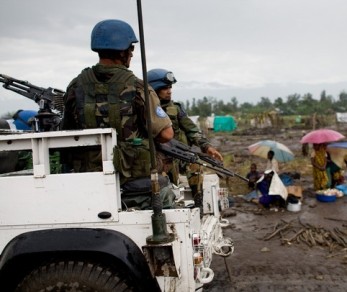 Des soldats de la Monuc  Kiwanja,  prs de 120 km de Goma le 14 novembre