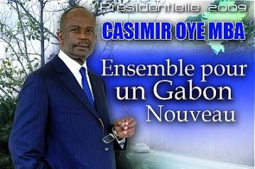 Une affiche de campagne lectorale de Casimir Oye Mba