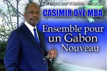 Une affiche de campagne électorale de Casimir Oye Mba