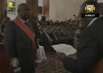 Laurent Gbagbo lors de sa prestation de serment