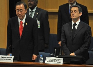 Nicolas Sarkozy et Ban Ki Moon  l'ouverture du sommet de l'Union Africaine  Addis Abeba le 30 janvier 2011