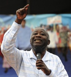 Laurent Gbagbo le 22 novembre 2010 lors d'un meeting prcdant les prsidentielles