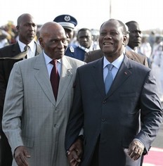 Abdoulaye Wade et Alassane Ouattara le 12 mai 2011  Dakar