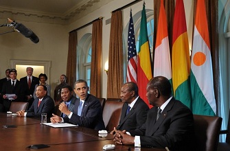 Barack Obama avec Yayi Boni, Alpha Cond, Alassane Ouattara et Mahamadou Issoufou  la Maison-Blanche