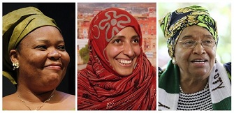 De G  D : Leymah Gbowee, Tawakul Karman et Ellen Johnson-Sirleaf