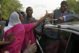 Abdoulaye Wade en campagne  Dakar le 7 fvrier 2012