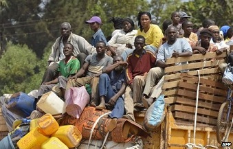 Des rfugis tchadiens quittant Bangui