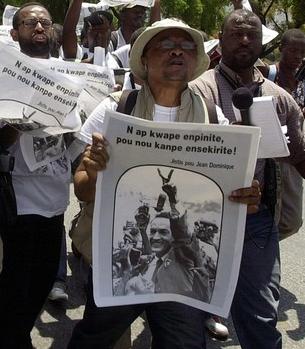 Manifestation le 3 avril � Port-au-Prince marquant le 9�me anniversaire de l'assassinat de Jean Dominique