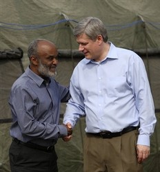 Ren Preval et Stephen Harper  Port-au-Prince