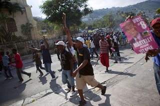 Manifestation de supporters du chanteur Michel Martelly arriv en 3me position 