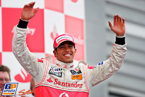 Lewis Hamilton sur le podium