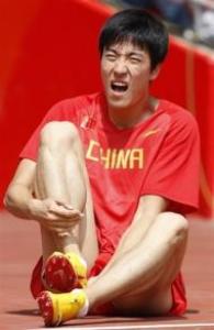 Liu Xiang, peu avant son abandon de la course à pekin