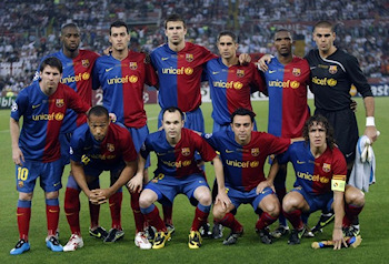 L'quipe de Barcelone qui a triomph de Manchester United