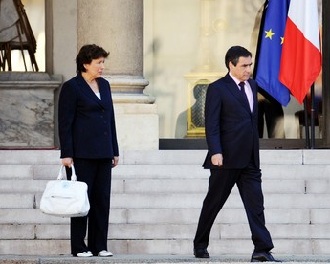 Franois Fillon et Roselyne Bachelot aprs la runion tenue  l'Elyse le 23 juin 2010 