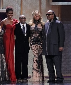 Michelle Obama avec Spike Lee, Stevie Wonder, Mariah Carey lors des B.E.T Honours